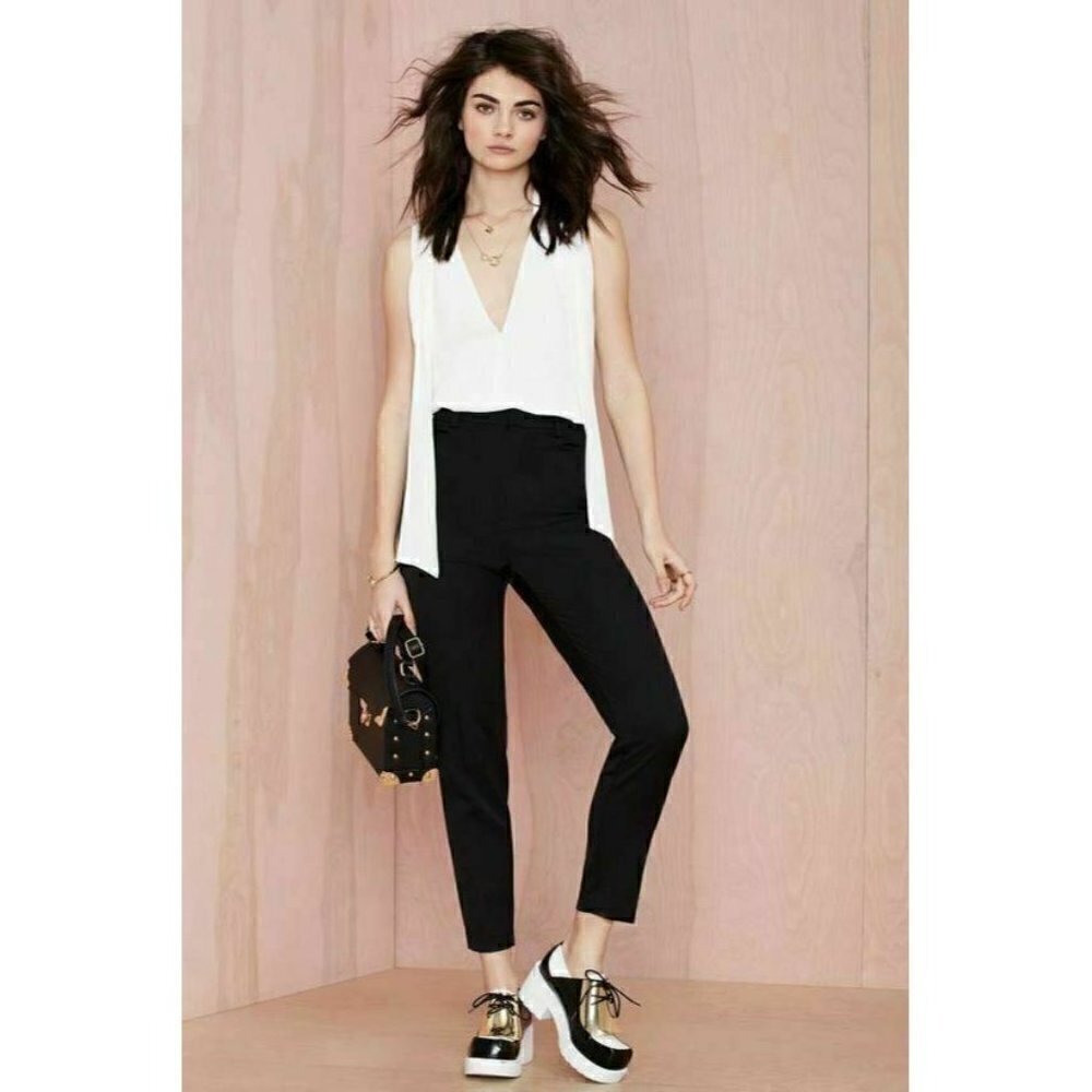 Nasty Gal Womens Black Total Slacker High-Waisted Pant Size S
